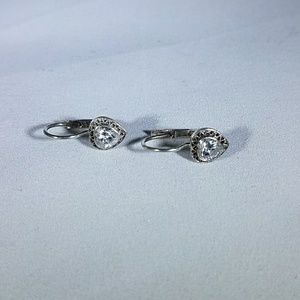 Sterling silver with heart shaped crystal earrings